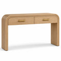 Console en bois MDF chêne avec tiroirs courbés