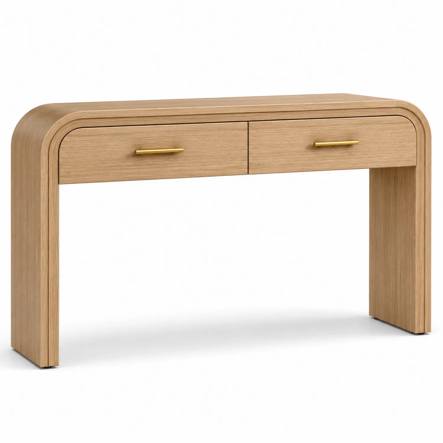 Console en bois MDF chêne avec tiroirs courbés