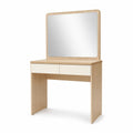 Coiffeuse en bois et MDF avec miroir rectangulaire et tiroirs 100x45x135 cm