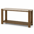 Table console en bois avec plateau en marbre beige 120x40x80 cm