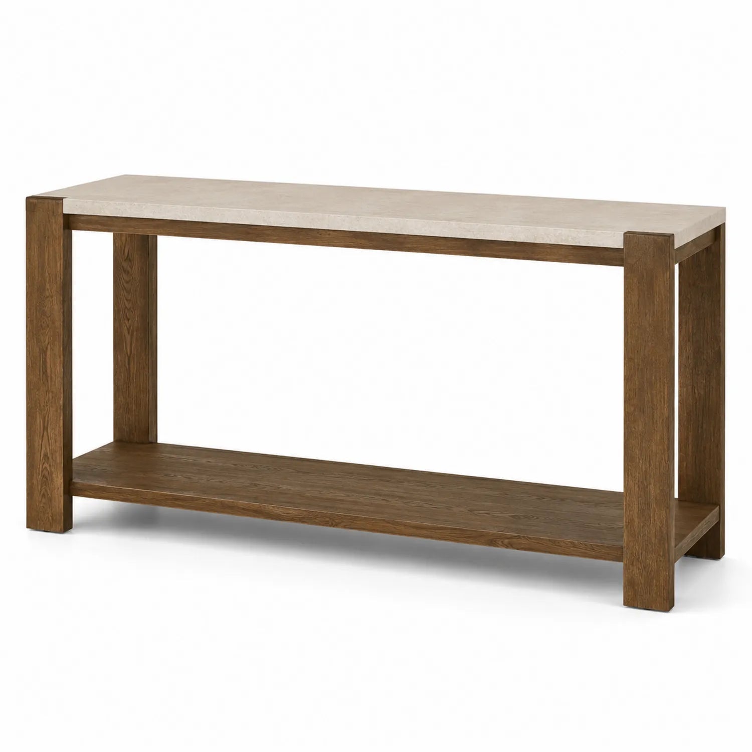 Table console en bois avec plateau en marbre beige 120x40x80 cm