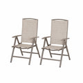 Lot de 2 chaises pliantes en aluminium et tissu beige