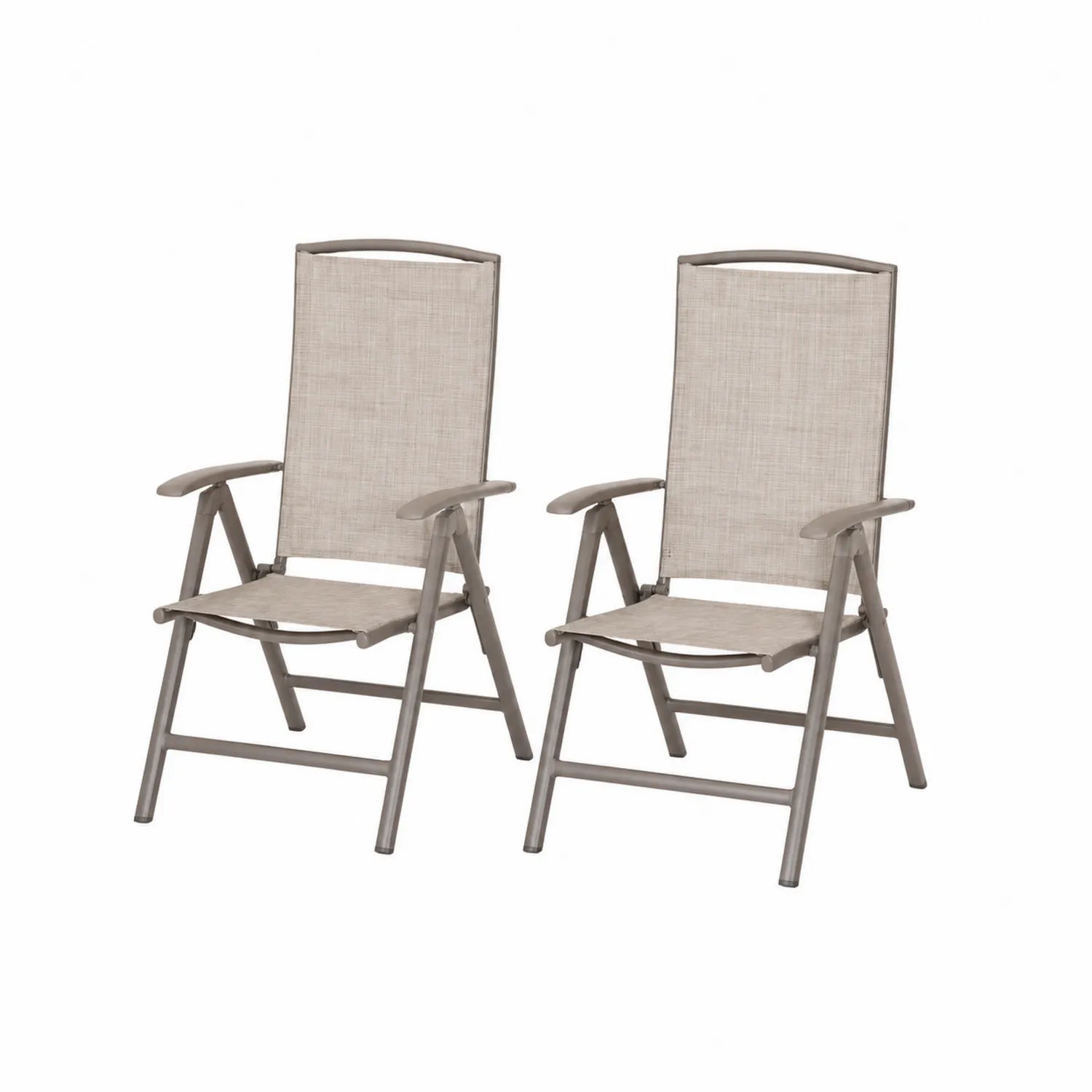 Lot de 2 chaises pliantes en aluminium et tissu beige