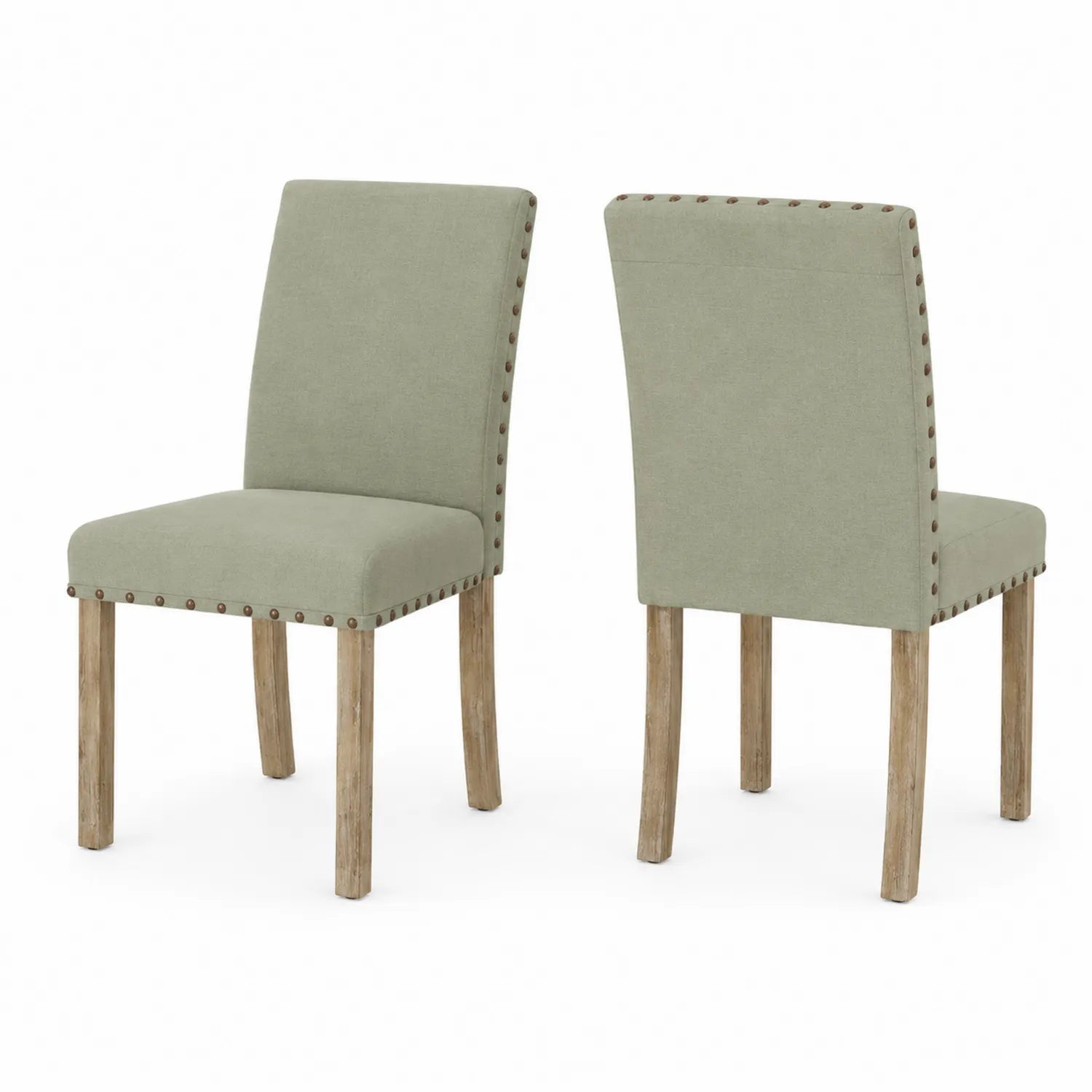 Lot de 2 chaises en bois et tissu vert 45x55x95cm