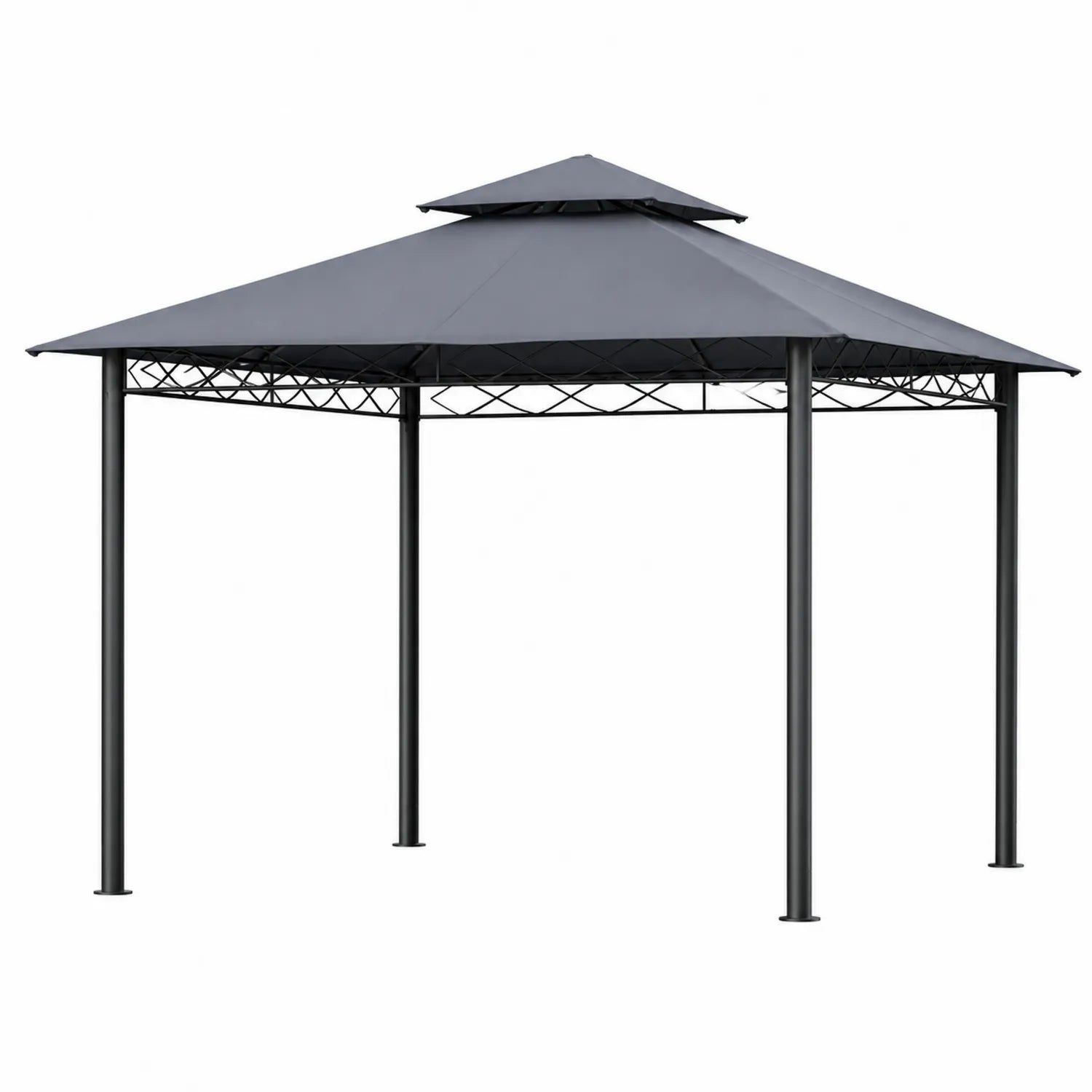 Pavillon de jardin en acier avec toit en polyester Gris 3x3m