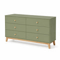 Commode en bois 6 tiroirs vert