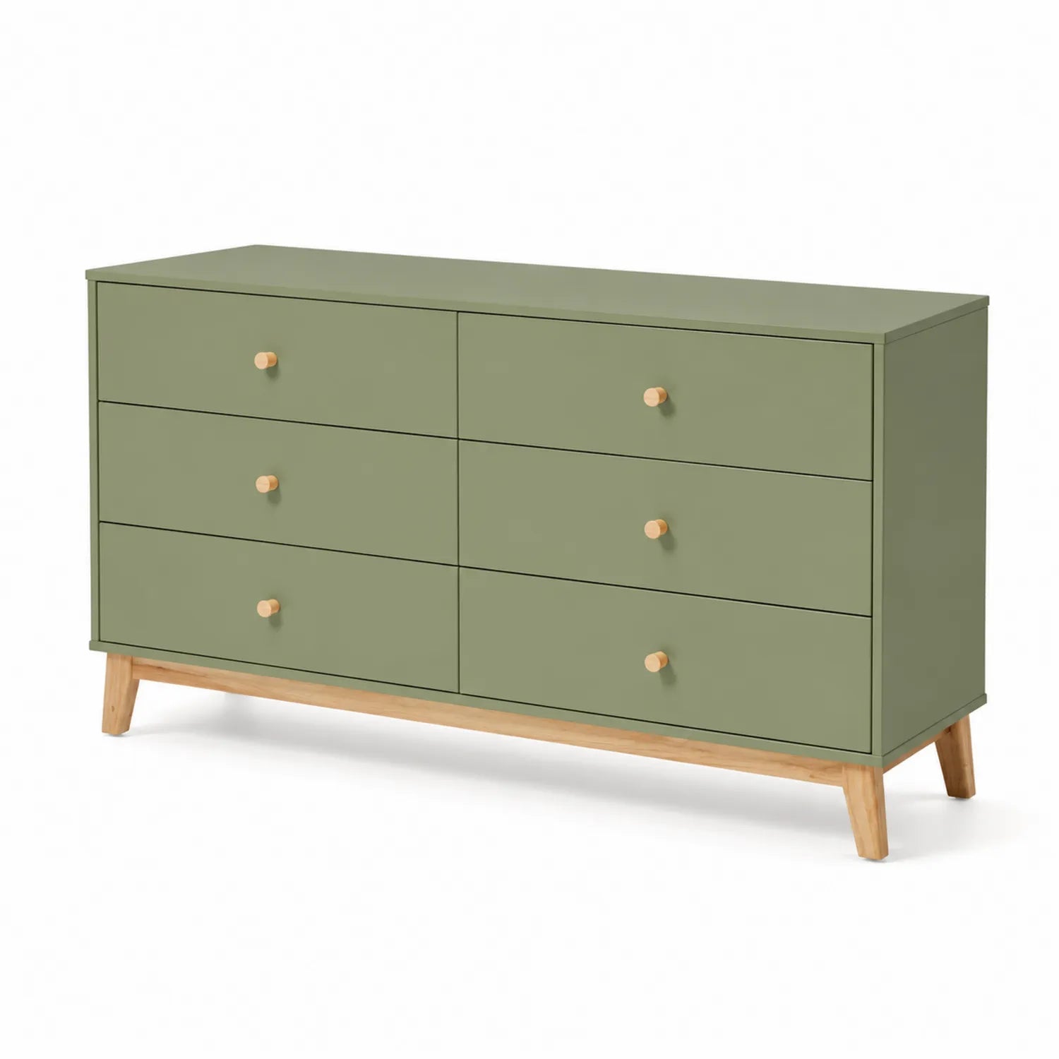 Commode en bois 6 tiroirs vert