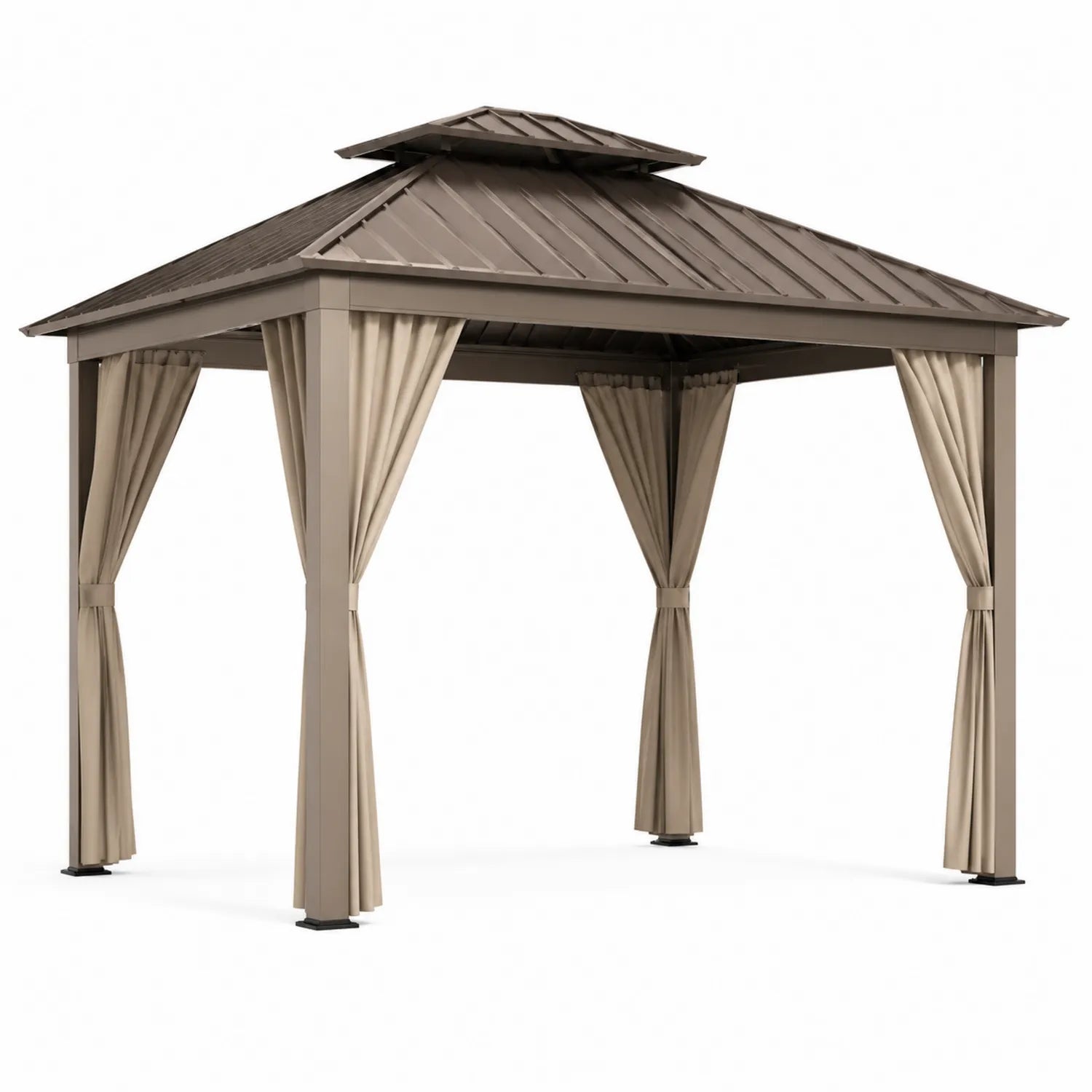 Pavillon en Aluminium Brun avec Rideaux 300x300 cm