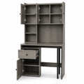 Bureau en Bois Composite avec Étagères et Rangement Gris