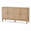 Buffet en Bois avec Portes à Motif Géométrique en Chêne Massif