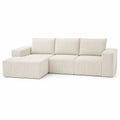 Canapé d'angle en velours côtelé Beige 300x180x85 cm