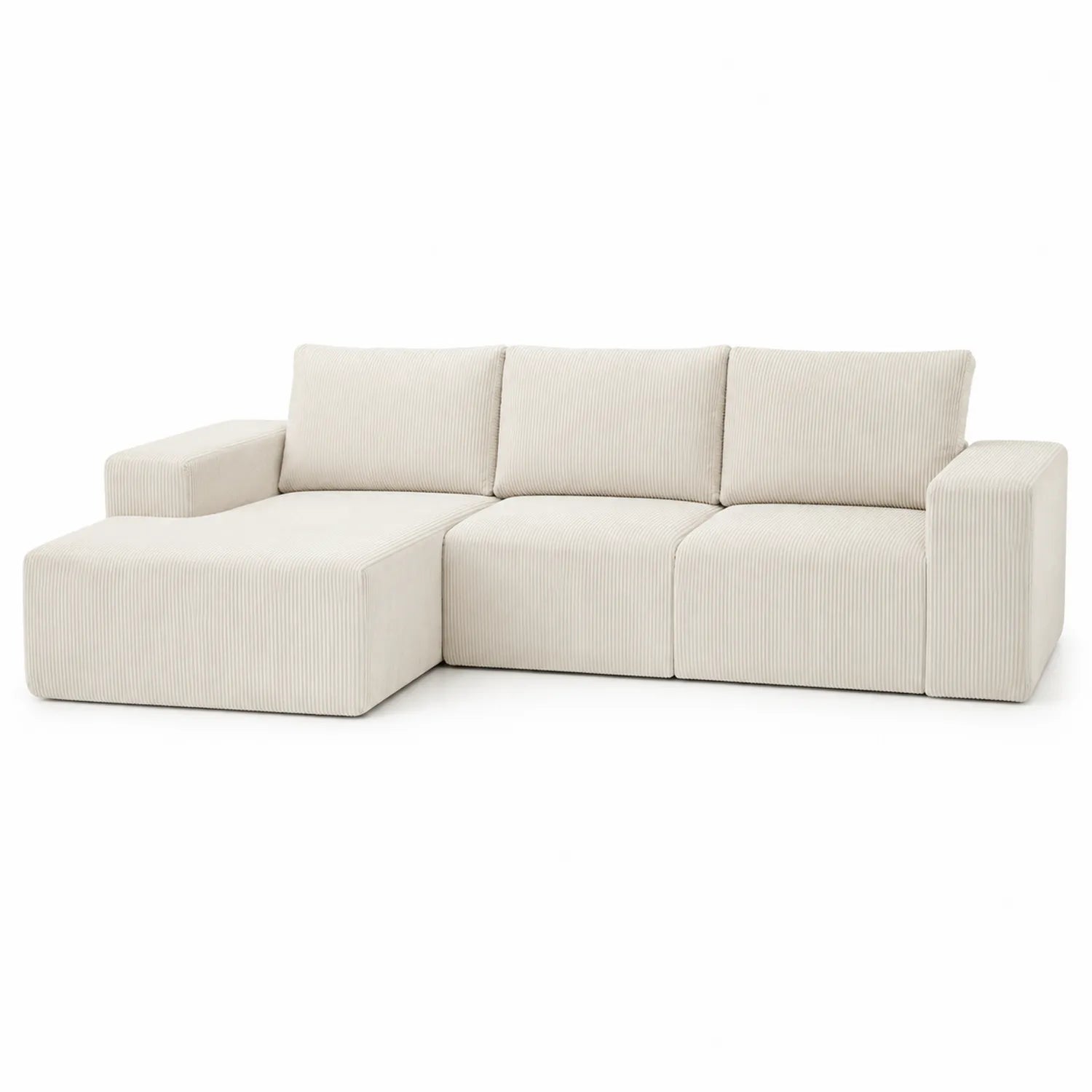 Canapé d'angle en velours côtelé Beige 300x180x85 cm