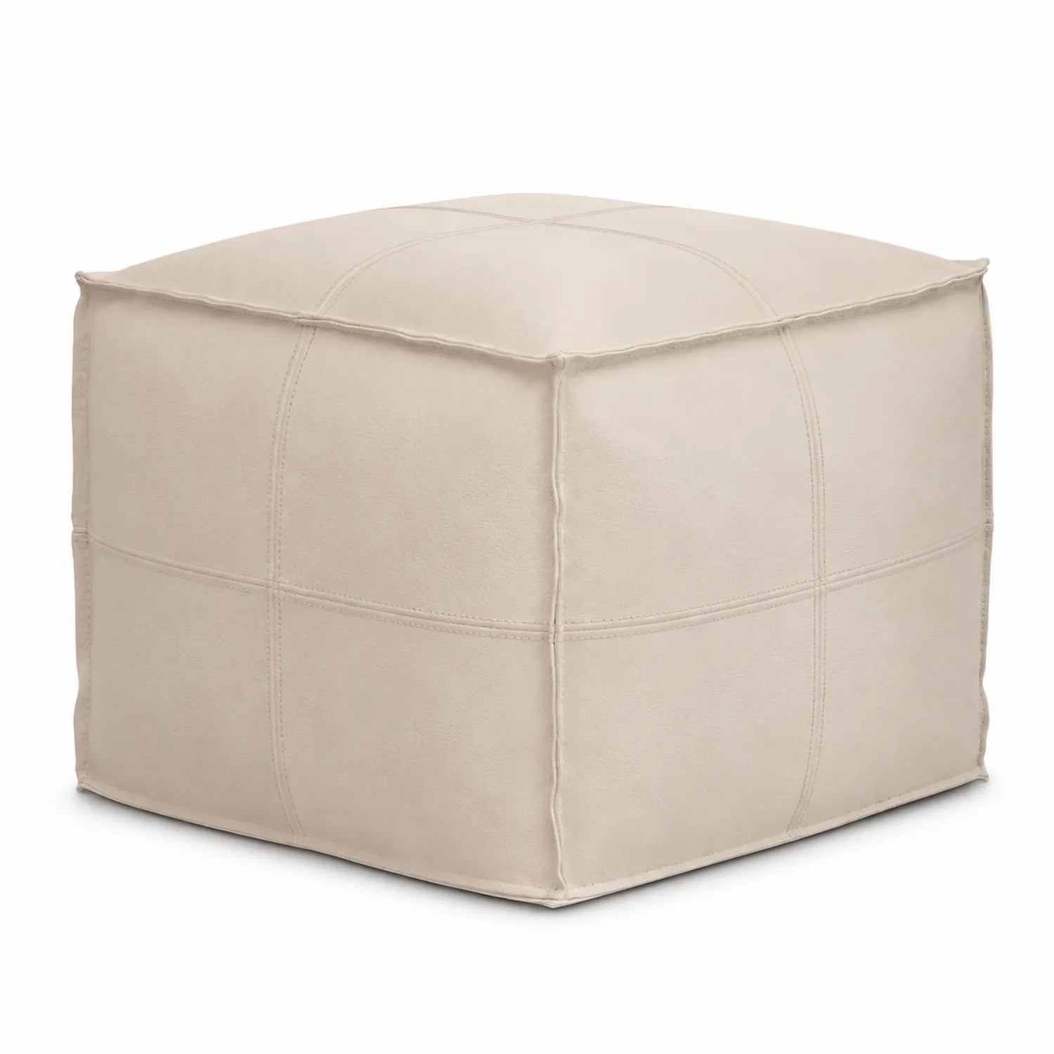 Pouf Carré en Microfibre Beige avec Remplissage en Mousse 45x45x45 cm