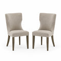 Ensemble de 2 chaises en bois avec revêtement en polyester beige