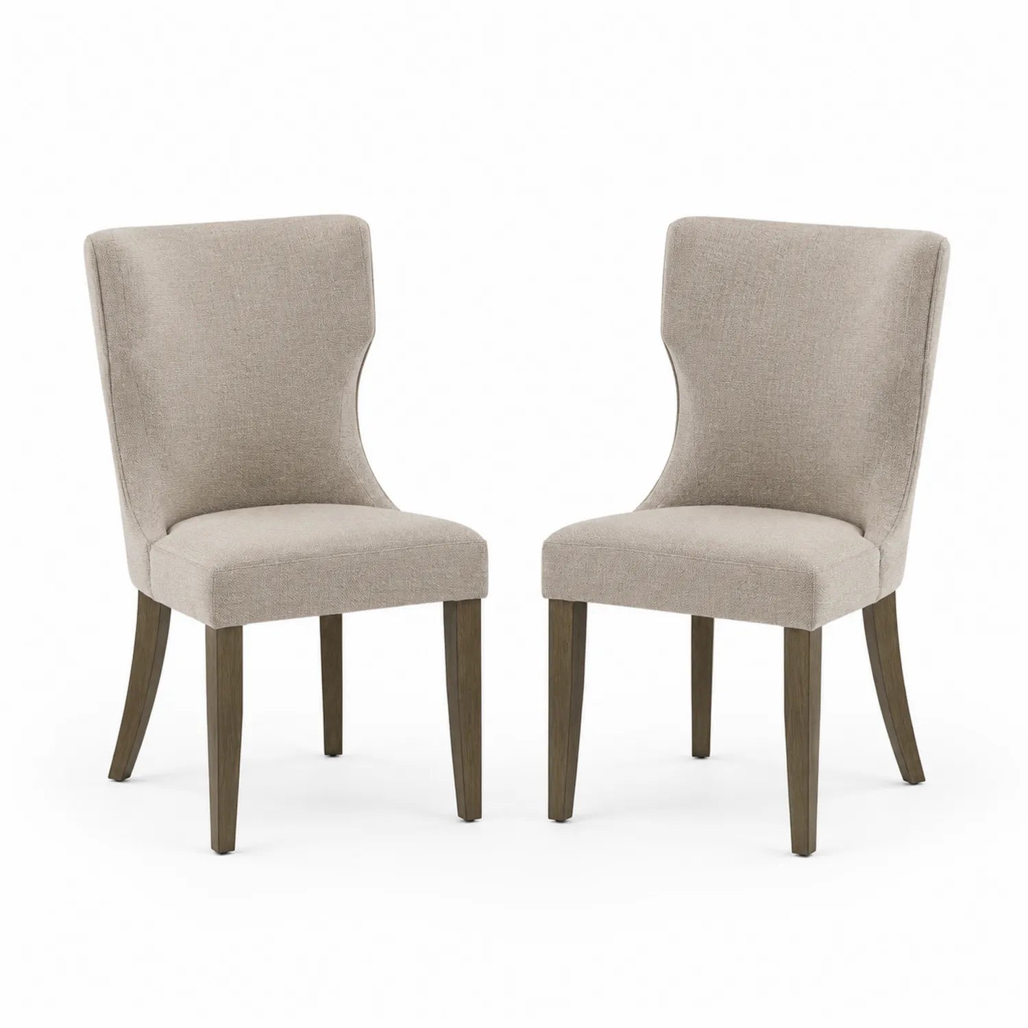 Ensemble de 2 chaises en bois avec revêtement en polyester beige
