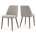 Ensemble de 2 chaises de salle à manger en tissu beige avec pieds en bois