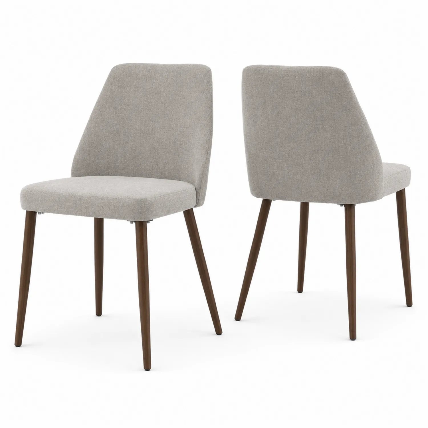 Ensemble de 2 chaises de salle à manger en tissu beige avec pieds en bois