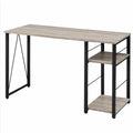 Bureau rectangulaire en bois clair et métal noir avec étagères 120cm x 60cm x 75cm