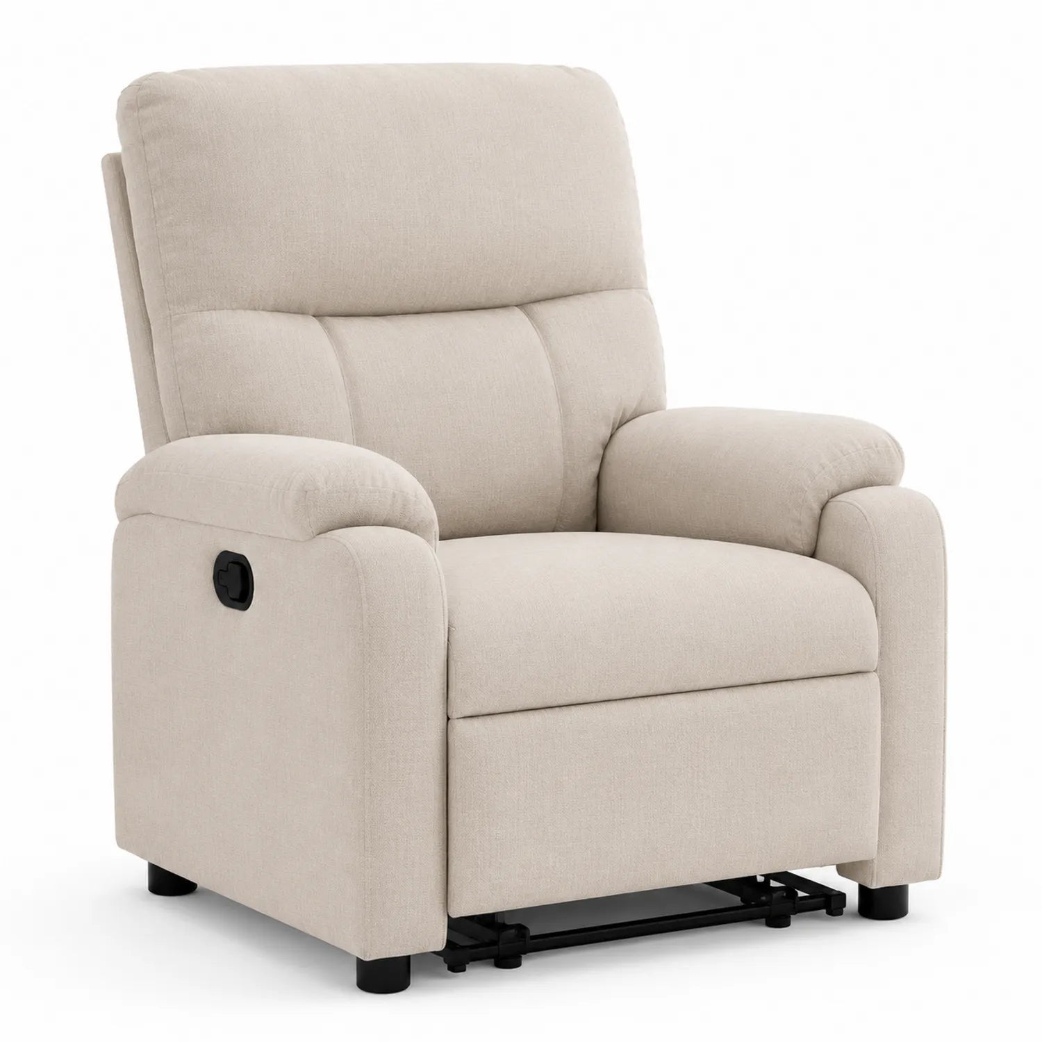 Fauteuil inclinable en polyester beige avec repose-pieds 90x80x100 cm