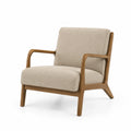 Fauteuil en bois et tissu beige